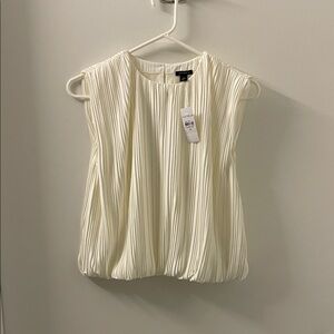 Ann Taylor winter white Pleated bubble hem Blouse